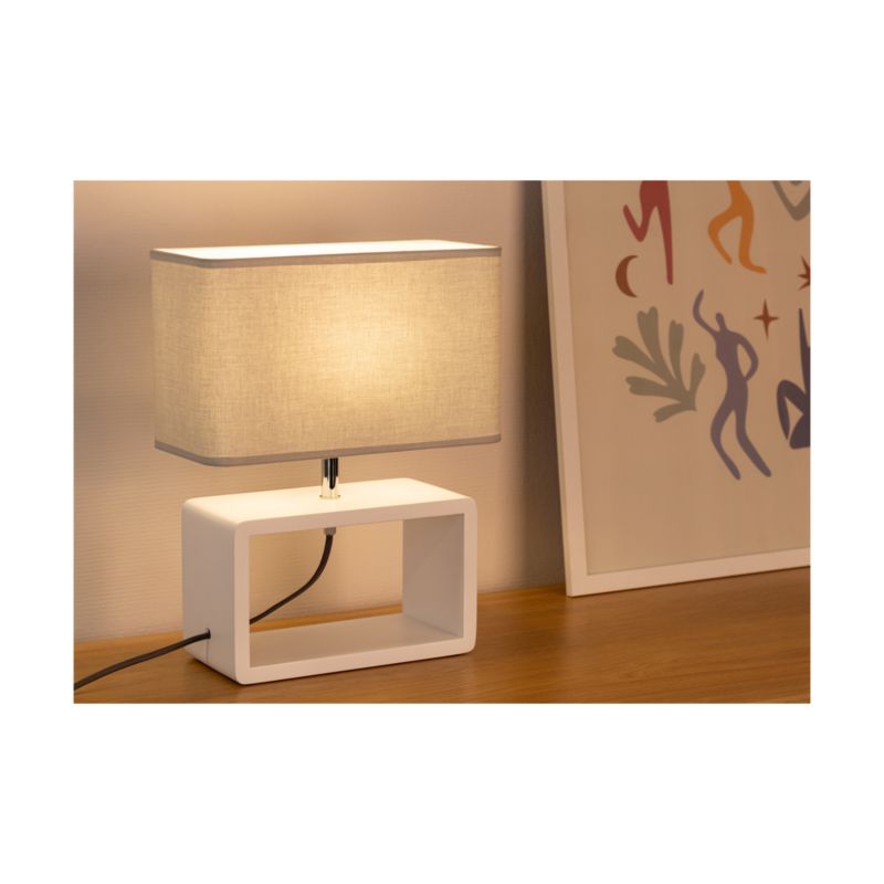 Træbordlampe SPOT Light 1xE27 Max. 25W Bøgtræ FSC Hvid med Grå Stofskærm, Polsk Producent, 1 stk.