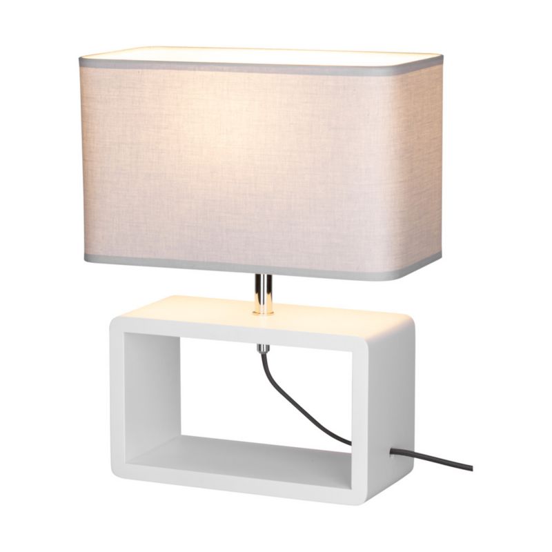 Træbordlampe SPOT Light 1xE27 Max. 25W Bøgtræ FSC Hvid med Grå Stofskærm, Polsk Producent, 1 stk.