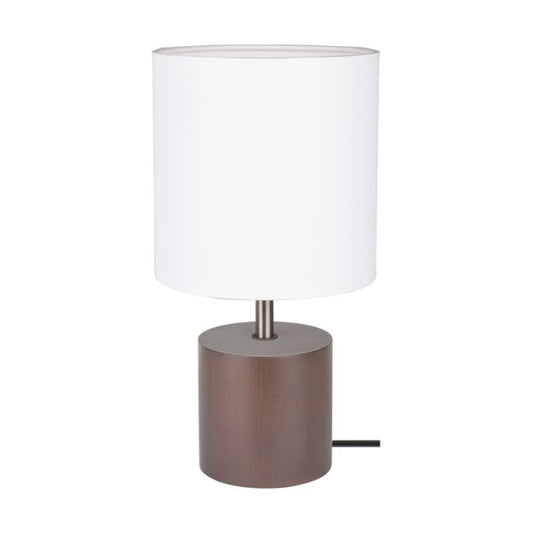 Træbordlampe SPOT Light 1xE27 Max. 25W Bæredygtigt Bøgtræ FSC med Hvidt Tekstilskærm fra Polsk Producent, 1 stk.