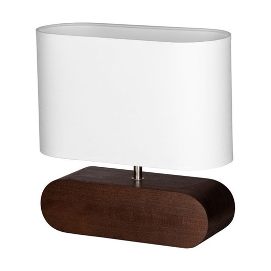 Træbordlampe SPOT Light 1xE27 Max. 25W Bøgetræ i Valnøddefarve FSC med Hvidt Tekstilskærm, 1 stk.
