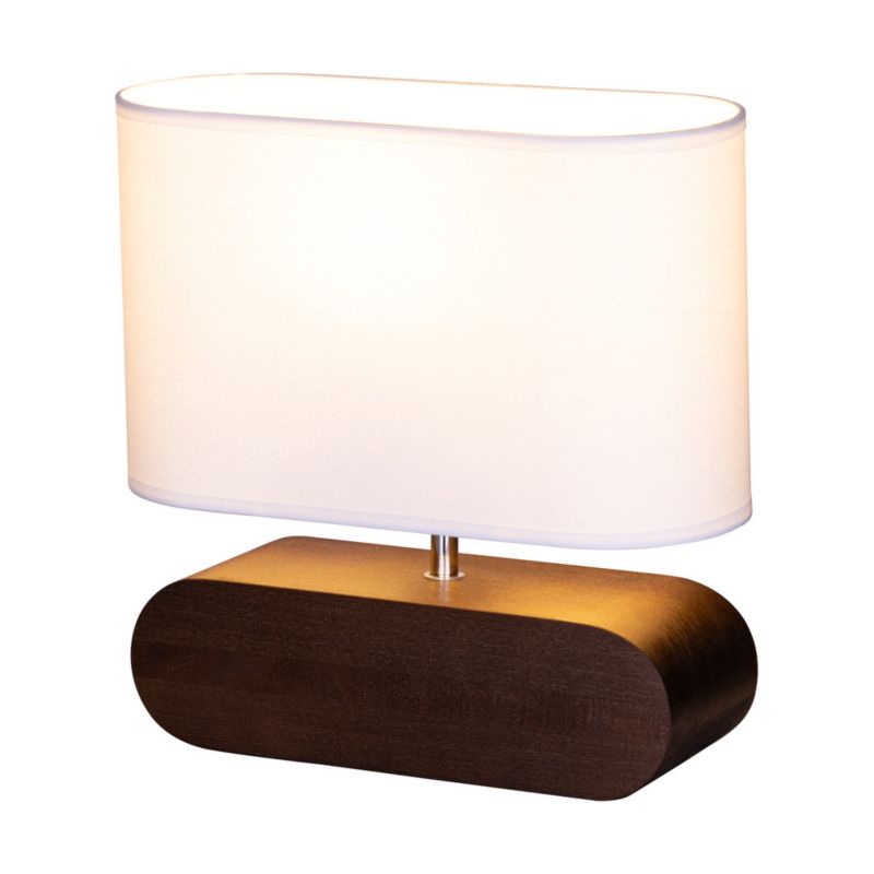 Træbordlampe SPOT Light 1xE27 Max. 25W Bøgetræ i Valnøddefarve FSC med Hvidt Tekstilskærm, 1 stk.