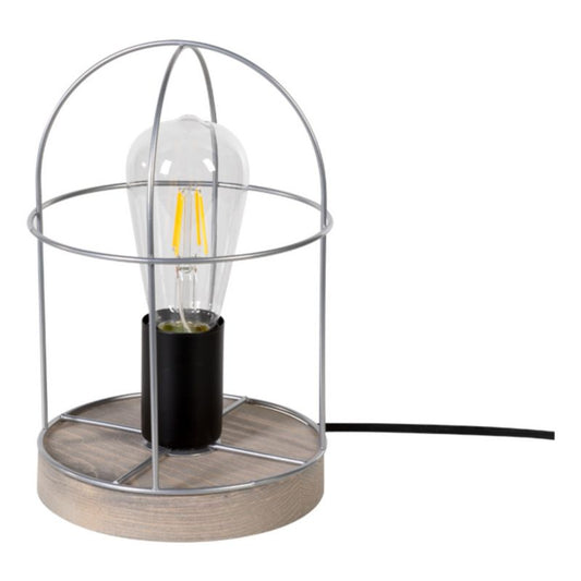 Træbordlampe SPOT Light 1xE27 Max. 25W Grå FSC-certificeret Fyrretræ med Sølvaccent, 1 stk.