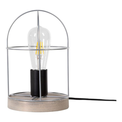 Træbordlampe SPOT Light 1xE27 Max. 25W Grå FSC-certificeret Fyrretræ med Sølvaccent, 1 stk.