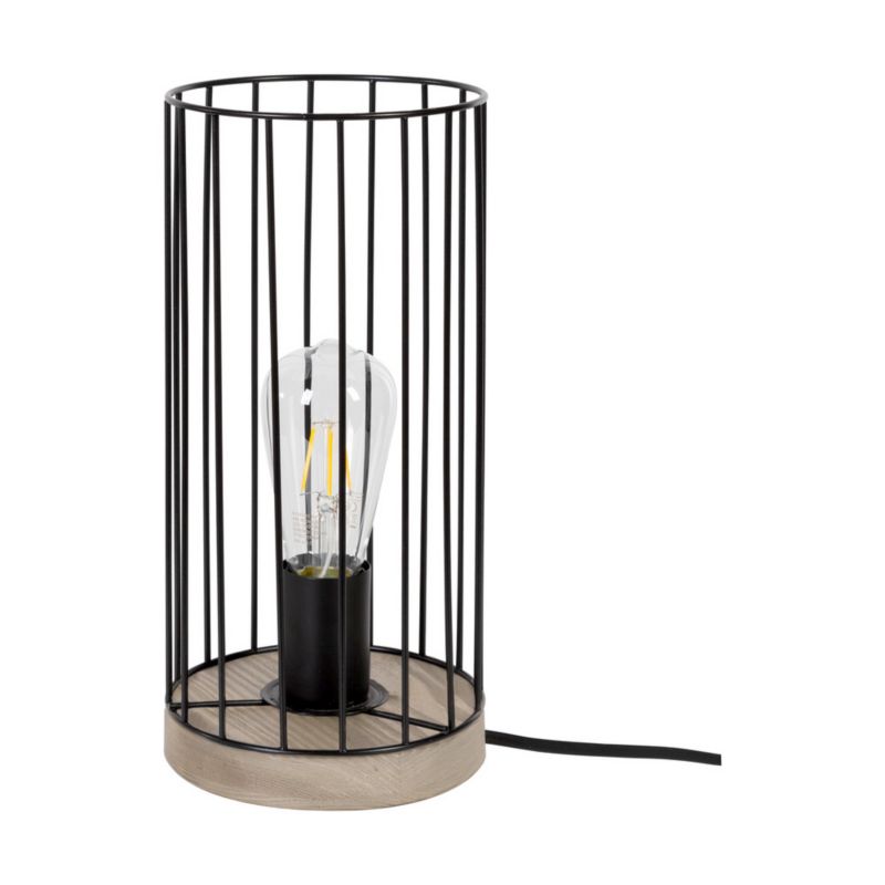 Træbordlampe SPOT Light 1xE27 Max. 25W FSC-grå fyrretræ med sort skærm, polsk producent, 1 stk.