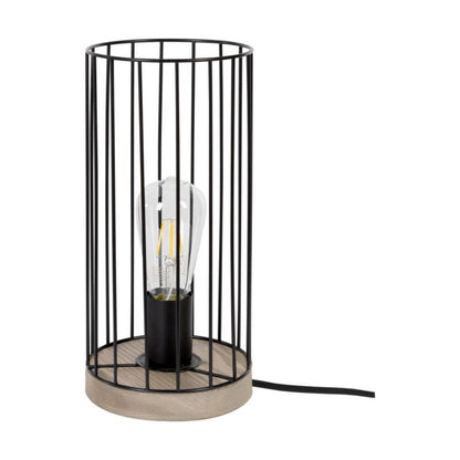 Træbordlampe SPOT Light 1xE27 Max. 25W FSC-grå fyrretræ med sort skærm, polsk producent, 1 stk.