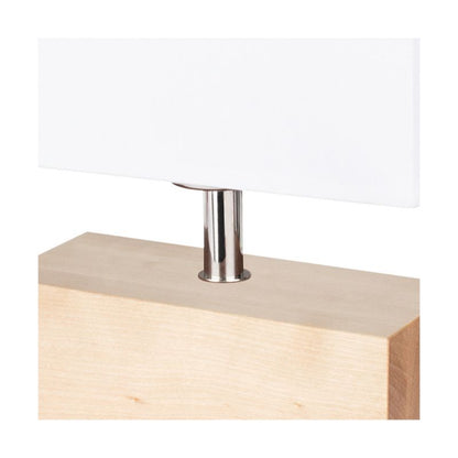 Træbordlampe SPOT Light 1xE27 Max. 25W Naturlig Birk FSC med Hvidt Tekstilskærm, Polsk Producent, 1 stk.