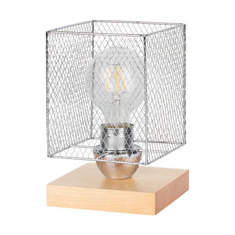 Træbordlampe SPOT Light 1xE27 Max. 25W Naturlig Birk FSC med Kromskærm, 1 stk.