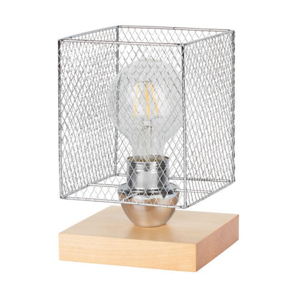 Træbordlampe SPOT Light 1xE27 Max. 25W Naturlig Birk FSC med Kromskærm, 1 stk.