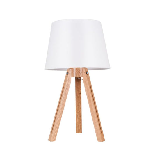 Træbordlampe SPOT Light 1xE27 Max.40W Olieret Eg FSC med Hvidt Stofskærm, Polsk Producent, 1 stk.