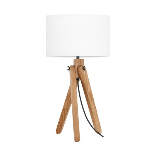 Træbordlampe SPOT Light 1xE27 Max. 40W Olieret FSC-eg med hvidt stofskærm, polsk producent, 1 stk.
