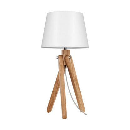 Træbordlampe SPOT Light 1xE27 Max. 40W Naturlig FSC-certificeret Eg med hvid lampeskærm, 1 stk.