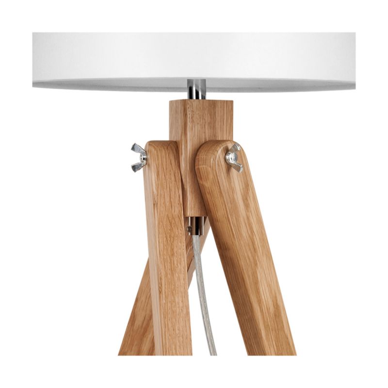 Træbordlampe SPOT Light 1xE27 Max. 40W Naturlig FSC-certificeret Eg med hvid lampeskærm, 1 stk.