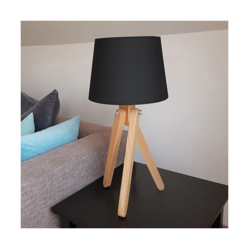 Træbordlampe SPOT Light 1xE27 Max. 40W Naturlig FSC-certificeret Eg med Sort Lampeskærm, 1 stk.