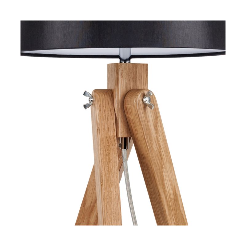 Træbordlampe SPOT Light 1xE27 Max. 40W Naturlig FSC-certificeret Eg med Sort Lampeskærm, 1 stk.