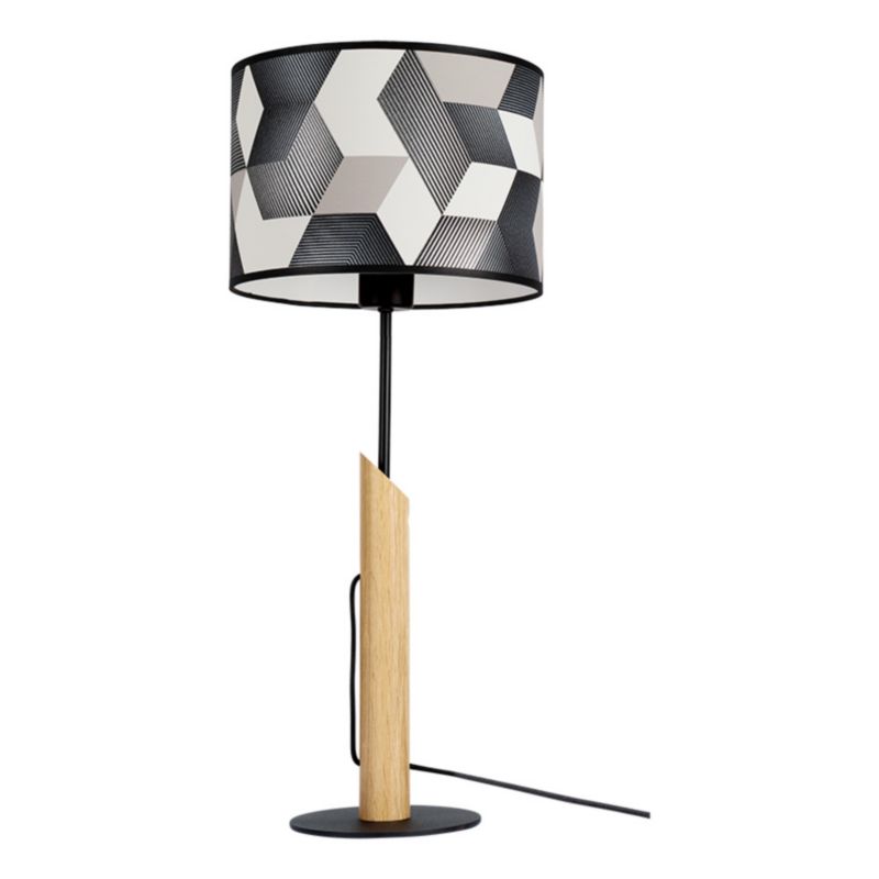 Træbordlampe SPOT Light 1xE27 Max. 60W Olieret Eg FSC med Multifarvet Skærm, 1 stk.