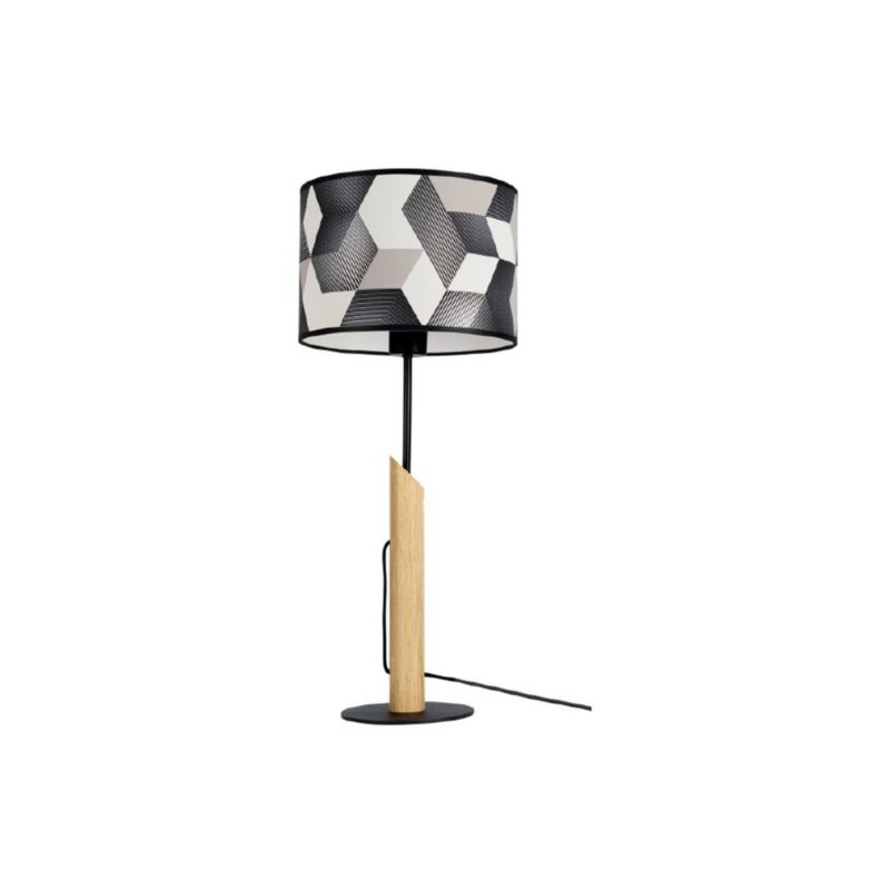 Træbordlampe SPOT Light 1xE27 Max. 60W Olieret Eg FSC med Multifarvet Skærm, 1 stk.