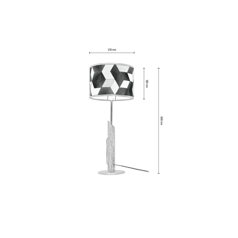 Træbordlampe SPOT Light 1xE27 Max. 60W Olieret Eg FSC med Multifarvet Skærm, 1 stk.