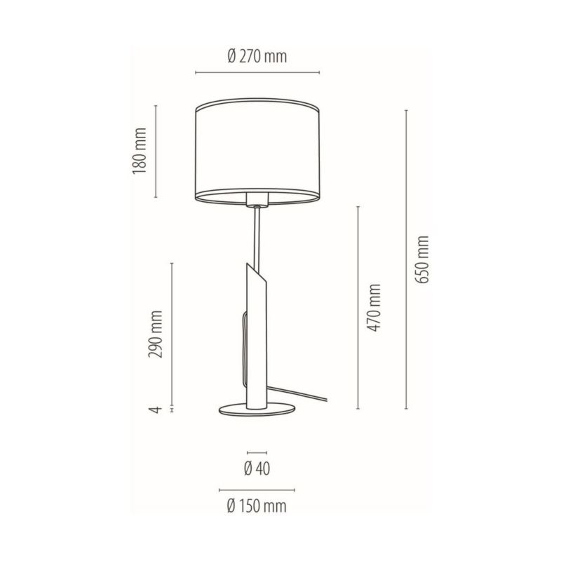 Træbordlampe SPOT Light 1xE27 Max. 60W Olieret Eg FSC med Multifarvet Skærm, 1 stk.
