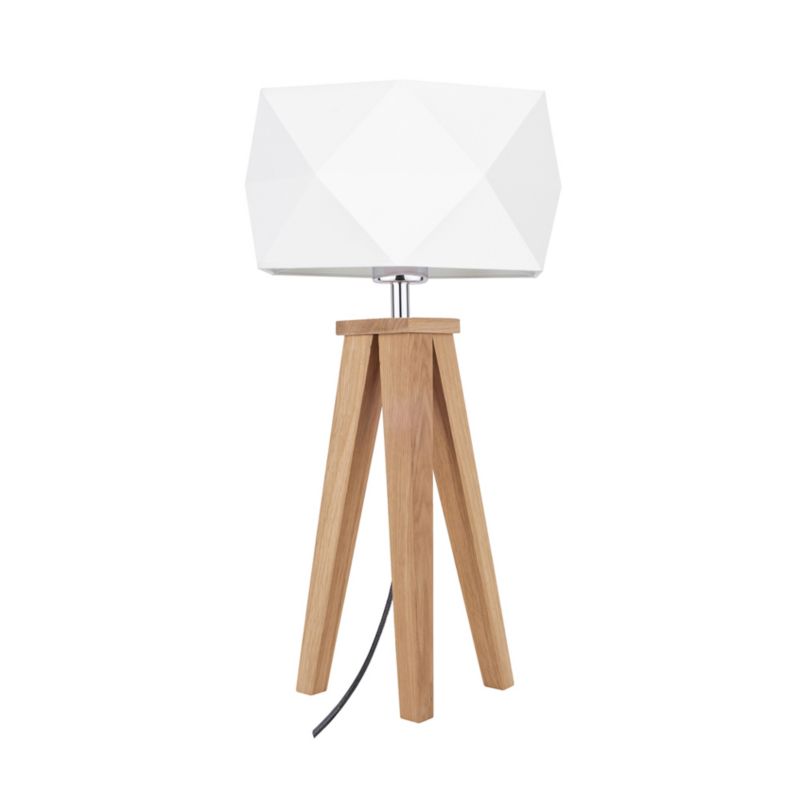 Træbordlampe SPOT Light 1xE27 Max. 60W Olieret Eg FSC med hvidt stofskærm, polsk producent, 1 stk.