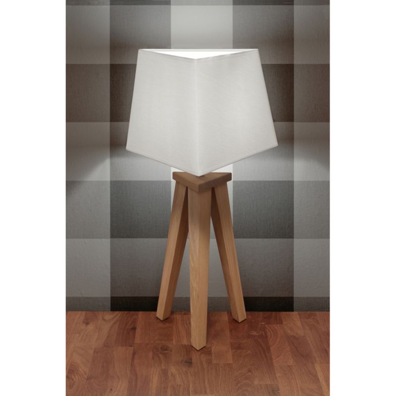 Træbordlampe SPOT Light 1xE27 Max. 60W Olieret FSC-eg med hvid tekstilskærm, polsk producent, 1 stk.