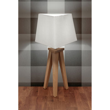 Træbordlampe SPOT Light 1xE27 Max. 60W Olieret FSC-eg med hvid tekstilskærm, polsk producent, 1 stk.