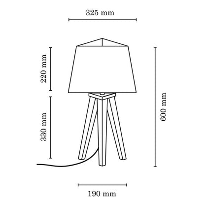 Træbordlampe SPOT Light 1xE27 Max. 60W Olieret FSC-eg med hvid tekstilskærm, polsk producent, 1 stk.