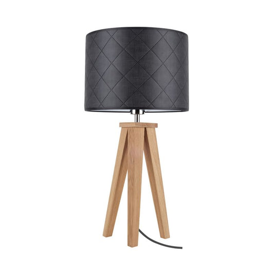 Træbordlampe SPOT Light 1xE27 Maks. 60W Olieret Eg FSC med Sort Stofskærm, Polsk Producent, 1 stk.
