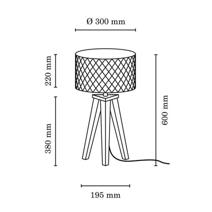 Træbordlampe SPOT Light 1xE27 Maks. 60W Olieret Eg FSC med Sort Stofskærm, Polsk Producent, 1 stk.