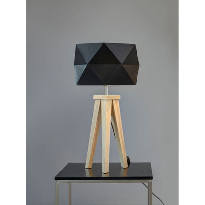 Træbordlampe SPOT Light 1xE27 Max. 60W Olieret Eg FSC med Sort Stofskærm, Polsk Producent, 1 stk.