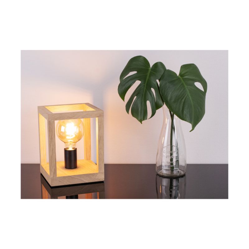 Træbordlampe SPOT Light 1xE27 Maks. 60W Olieret Eg FSC med Sort Metal, Dansk Produceret, 1 stk.