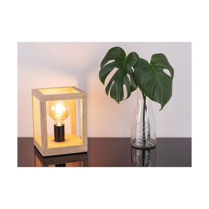 Træbordlampe SPOT Light 1xE27 Maks. 60W Olieret Eg FSC med Sort Metal, Dansk Produceret, 1 stk.