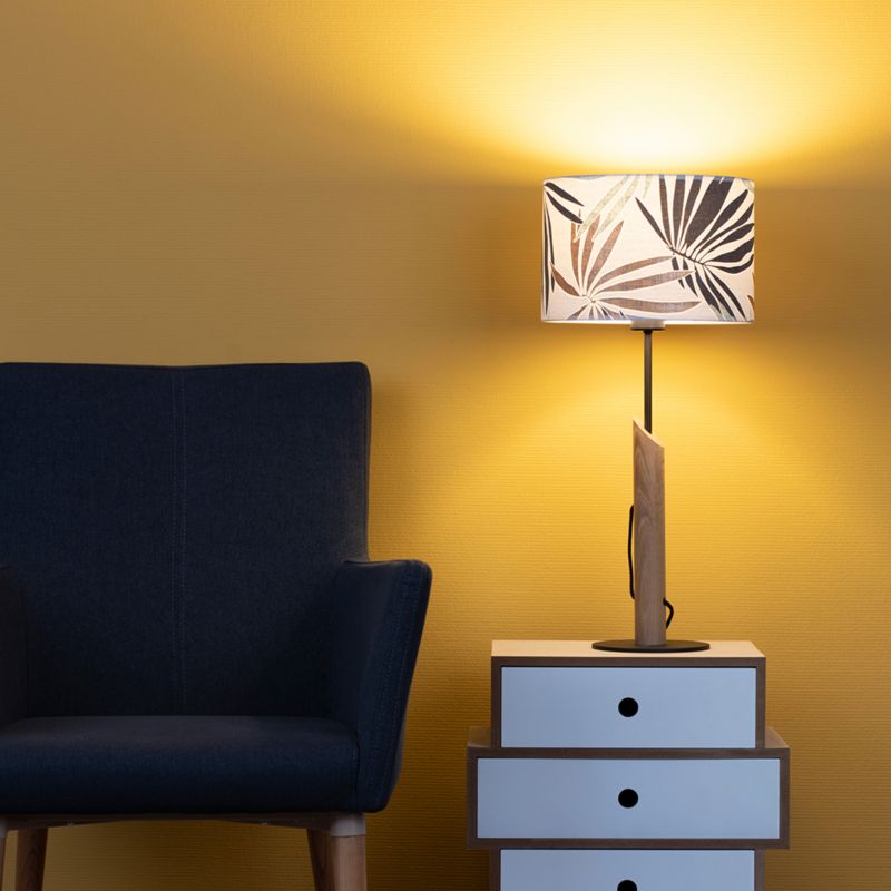 Træbordlampe SPOT Light 1xE27 Max. 60W Olieret Eg FSC med Flerfarvet Skærm, Polsk Producent, 1 stk.