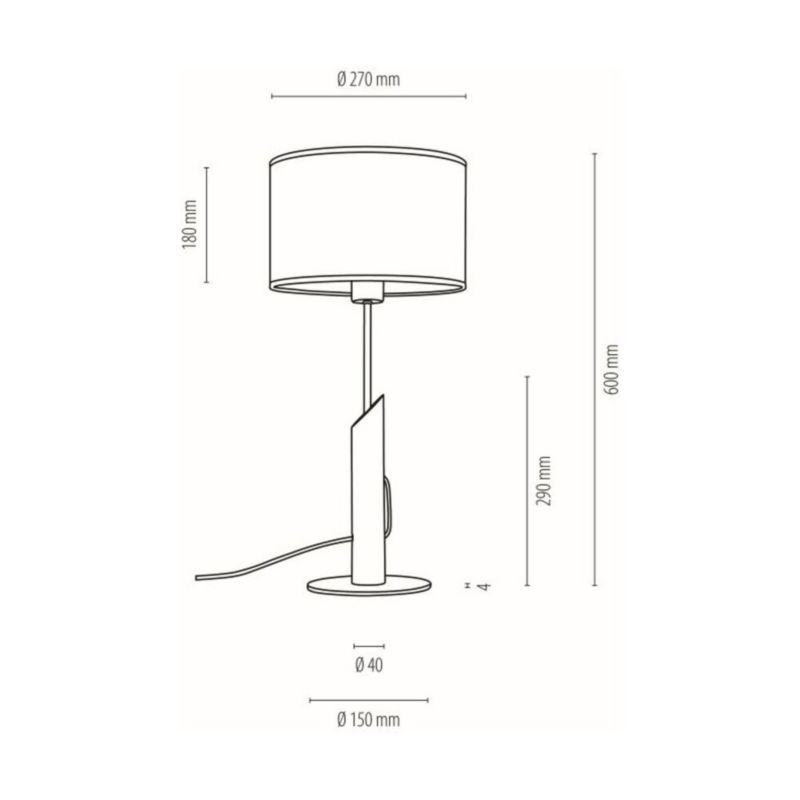 Træbordlampe SPOT Light 1xE27 Max. 60W Grå Fyrretræ FSC med Grå Lampeskærm, 1 stk.