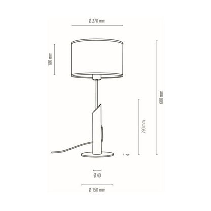 Træbordlampe SPOT Light 1xE27 Max. 60W Grå Fyrretræ FSC med Grå Lampeskærm, 1 stk.