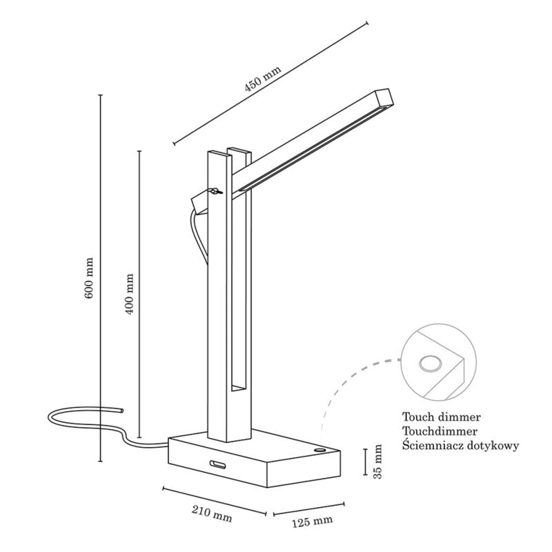 Træbordlampe SPOT Light 1xLED 5,5W Naturlig Birk FSC, Touch-dæmper, 1 stk.