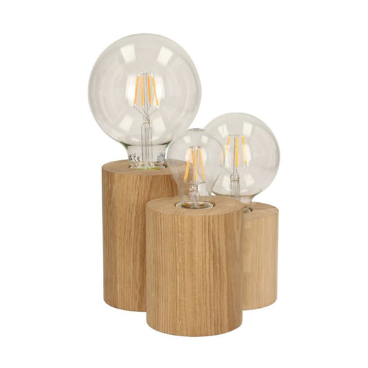 Træbordlampe SPOT Light Round 3xE27 Max. 15W Olieret FSC-eg, Polsk producent, 1 stk.