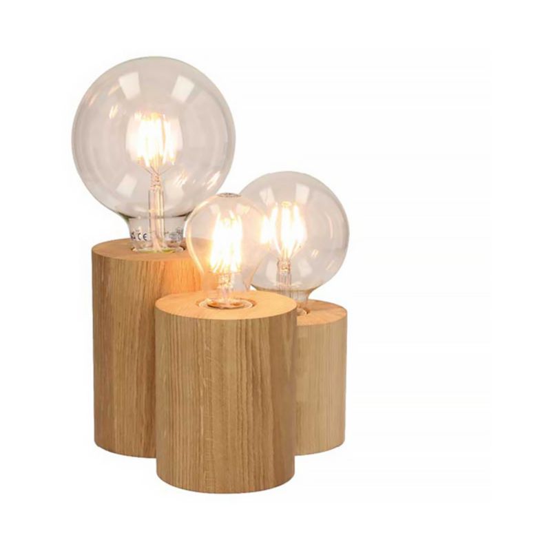Træbordlampe SPOT Light Round 3xE27 Max. 15W Olieret FSC-eg, Polsk producent, 1 stk.