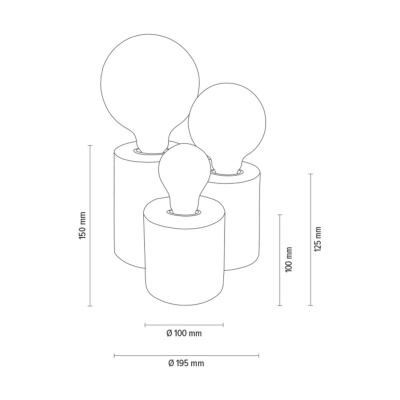 Træbordlampe SPOT Light Round 3xE27 Max. 15W Olieret FSC-eg, Polsk producent, 1 stk.