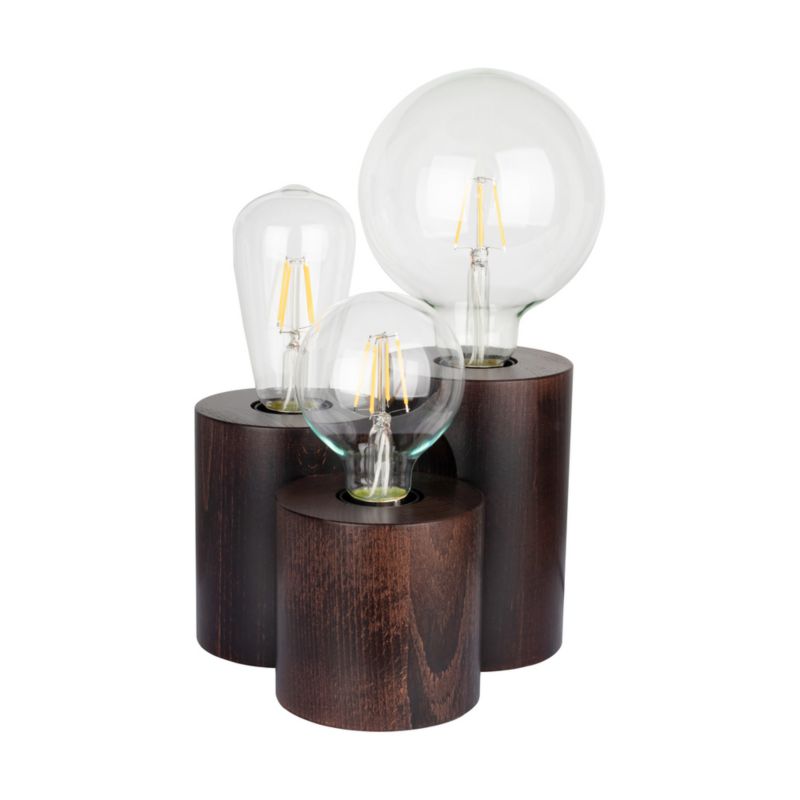 SPOT Light Round bordlampe i FSC-certificeret bøgetræ med valnøddefinish, 3xE27 max. 15W, polsk producent, 1 stk.