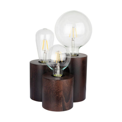 SPOT Light Round bordlampe i FSC-certificeret bøgetræ med valnøddefinish, 3xE27 max. 15W, polsk producent, 1 stk.
