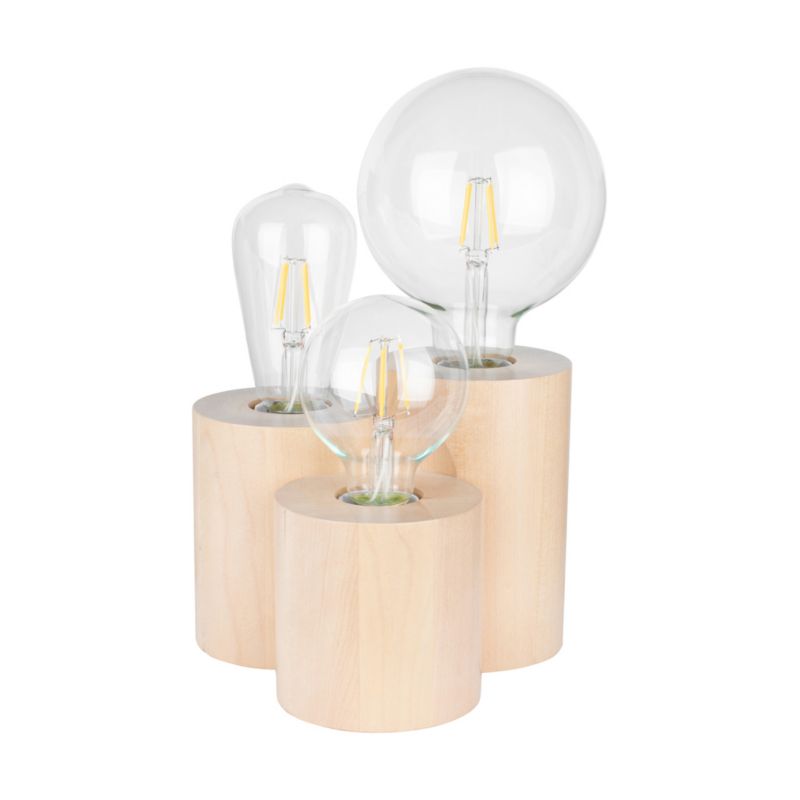 Træbordlampe SPOT Light Round 3xE27 Max. 15W Naturlig FSC-birk, Polsk producent, 1 stk.