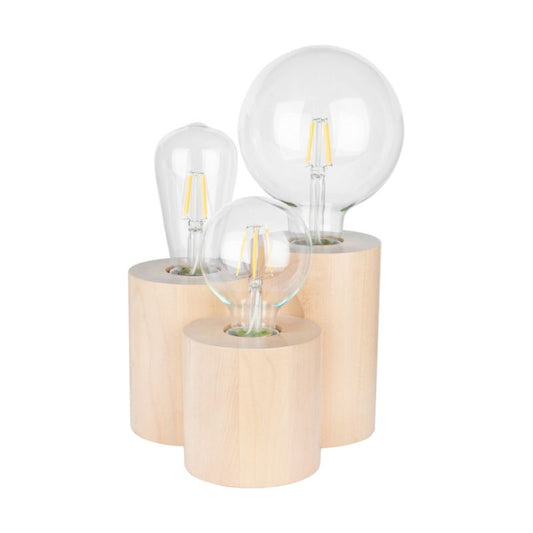 Træbordlampe SPOT Light Round 3xE27 Max. 15W Naturlig FSC-birk, Polsk producent, 1 stk.
