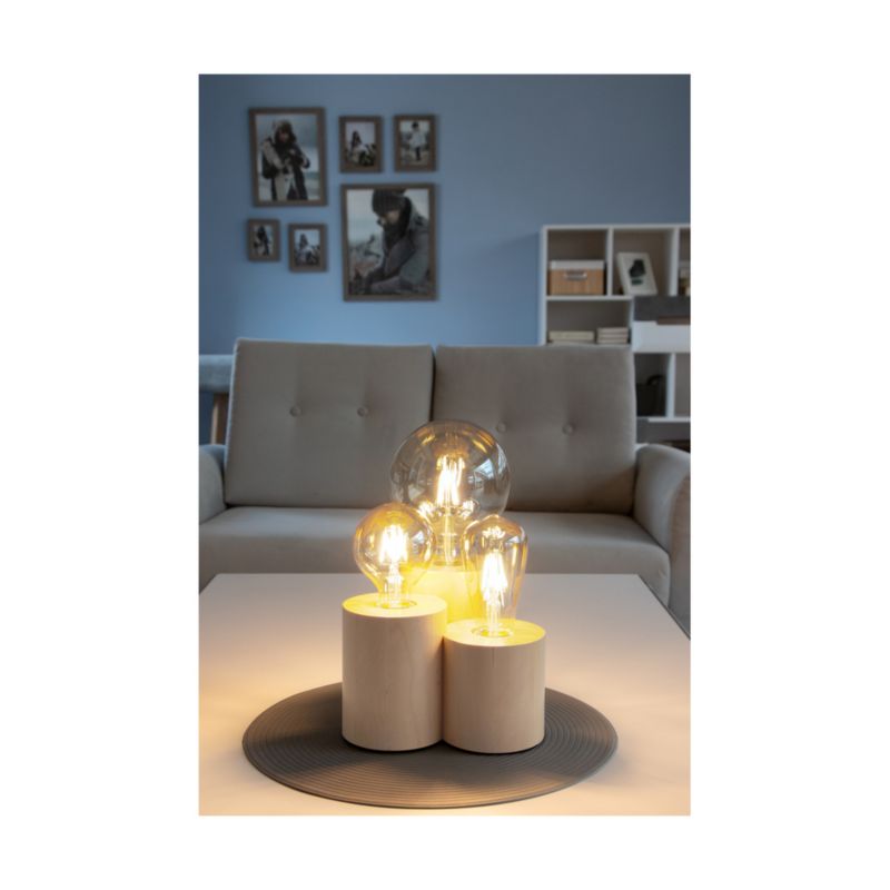 Træbordlampe SPOT Light Round 3xE27 Max. 15W Naturlig FSC-birk, Polsk producent, 1 stk.