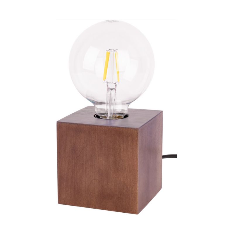 Træbordlampe SPOT Light Square 1xE27 Max. 25W Bøgtræ med valnøddefinish FSC, Polsk producent, 1 stk.