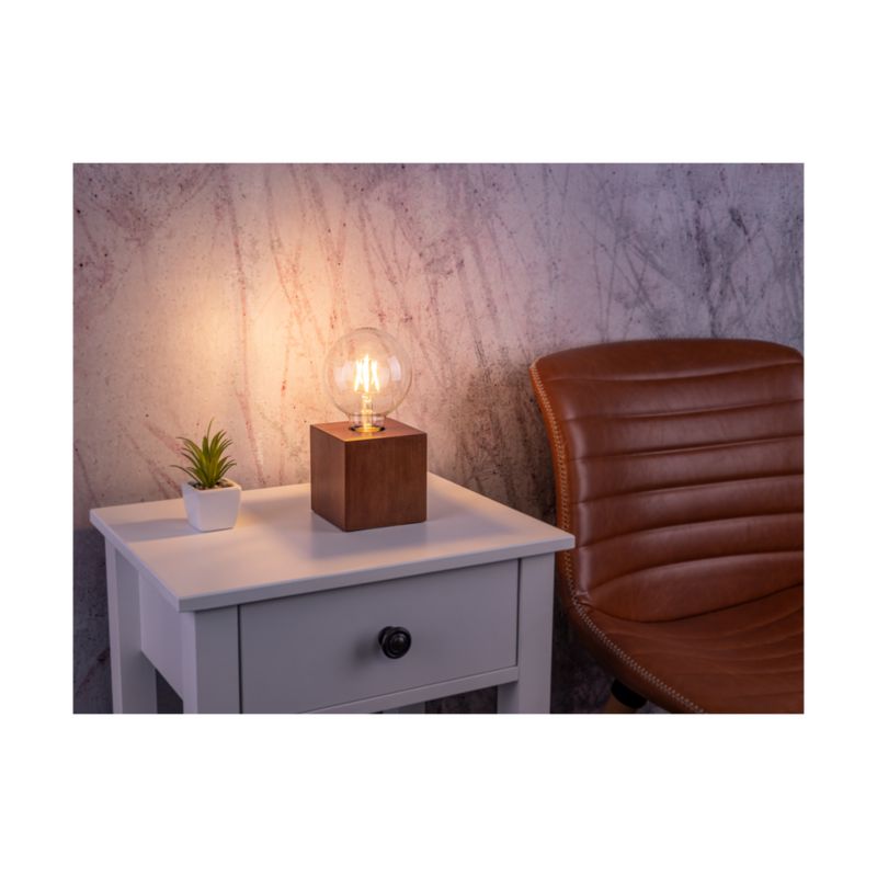 Træbordlampe SPOT Light Square 1xE27 Max. 25W Bøgtræ med valnøddefinish FSC, Polsk producent, 1 stk.
