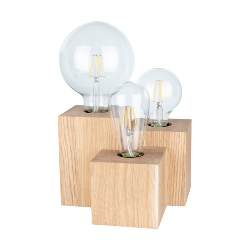 Træbordlampe SPOT Light Square 3xE27 Max. 15W Olieret FSC-eg, Polsk producent, 1 stk.