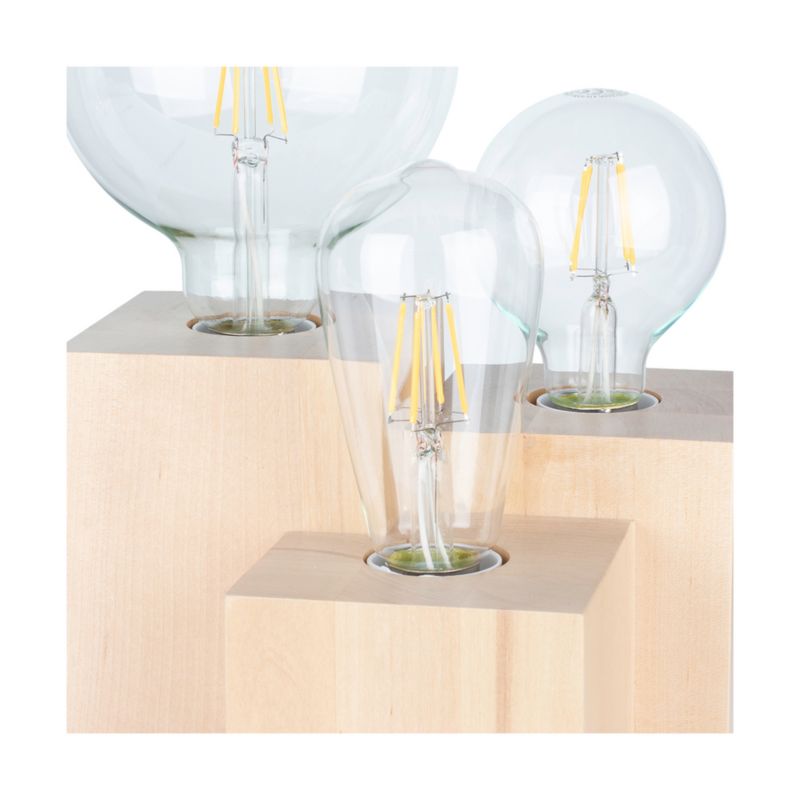 Træbordlampe SPOT Light Square 3xE27 Max. 15W Naturlig FSC-birk, Polsk producent, 1 stk.