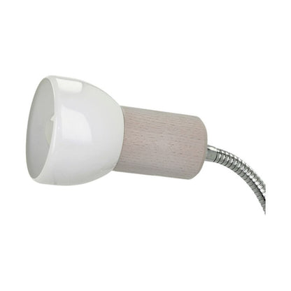 Træbordlampe med Clip SPOT Light 1xE27 60W Blegnet Eg FSC med Hvid Skærm, Polsk Producent, 1 stk.