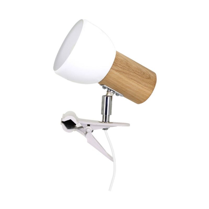 Træbordlampe med Clip SPOT Light 1xE27 60W Olieret Eg FSC med Hvid Skærm Dansk Producent 1 stk.