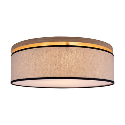 Træloftlampe SPOT Light 3xE27 Max. 25W Olieret FSC-eg med beige‑sort linned, polsk producent, 1 stk.